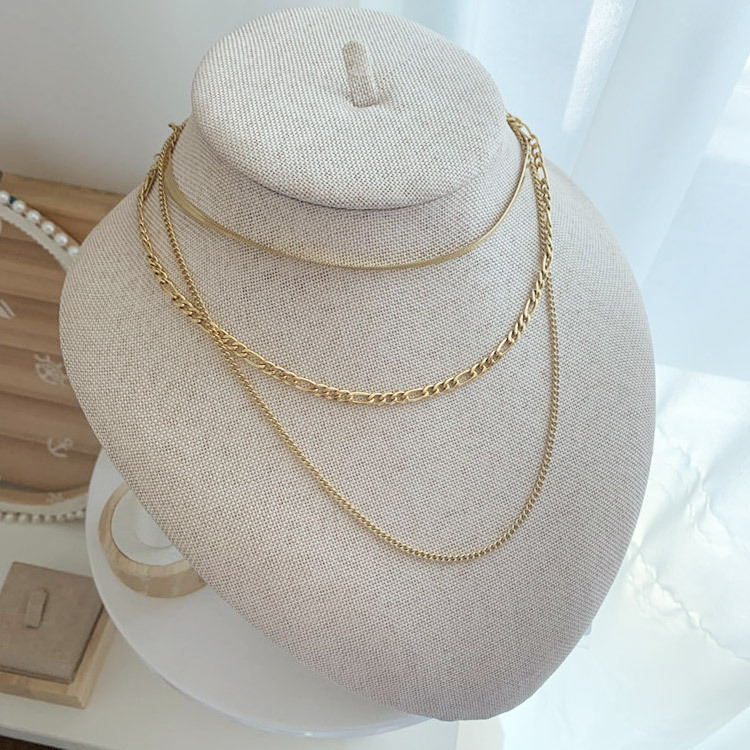 チェーン ネックレス レディース 3連 セット 韓国 送料無料 Dazzle ダズル