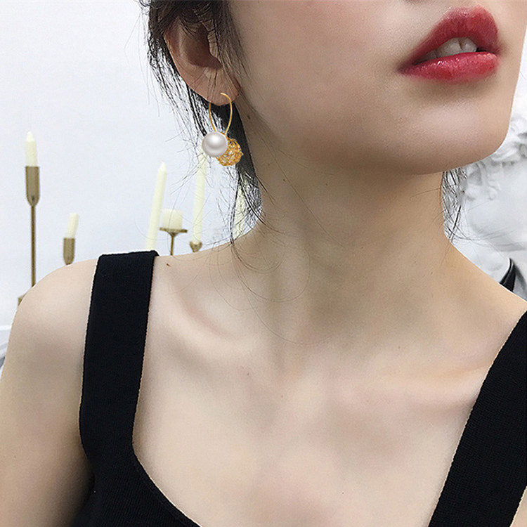 ピアス レディース パール ゴールド フープ エレガント パーティー 韓国アクセサリー Dazzle ダズル