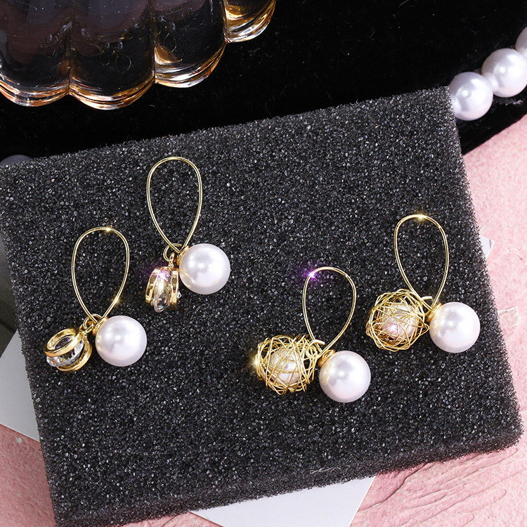 ピアス レディース パール ゴールド フープ エレガント パーティー 韓国アクセサリー Dazzle ダズル