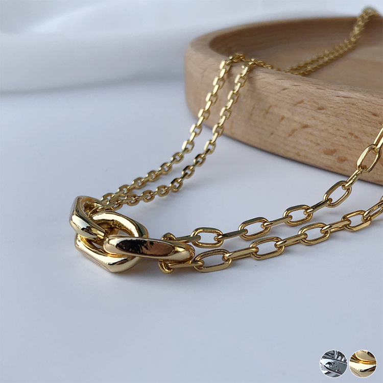 ネックレス レディース チェーン チェーンネックレス 二連 リング レトロ セレカジ Dazzle ダズル