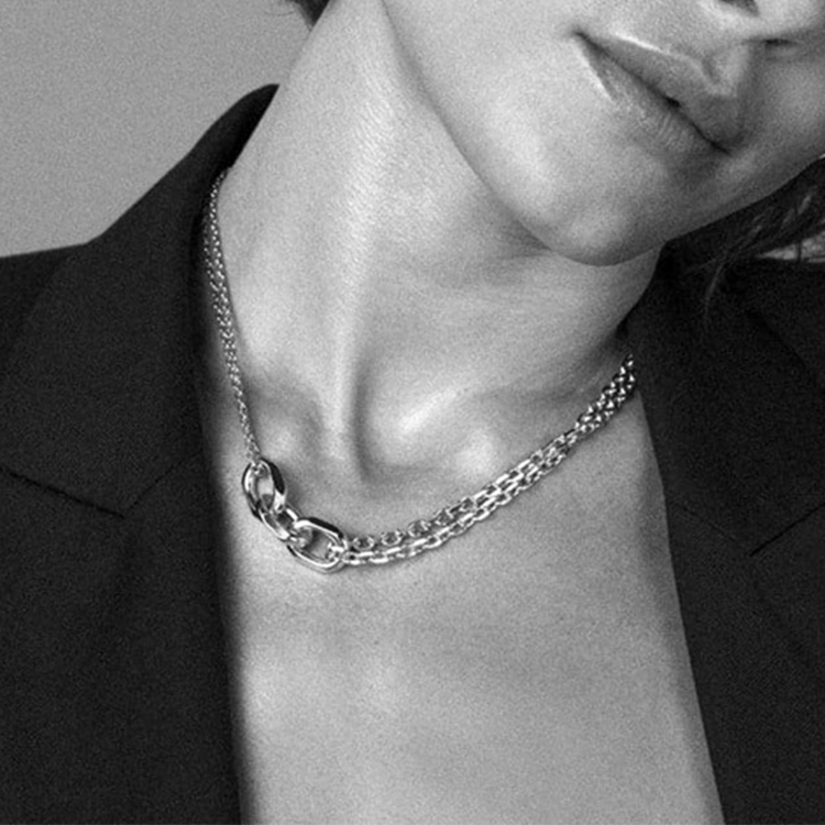 ネックレス レディース チェーン チェーンネックレス 二連 リング レトロ セレカジ Dazzle ダズル