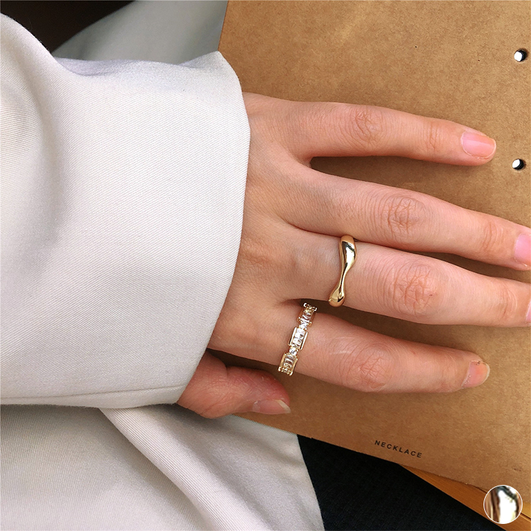指輪 メタル リング 2点セット レディース エレガント ジルコン セット 2連 Dazzle ダズル