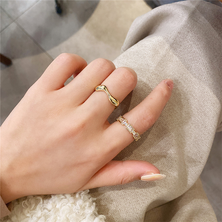 指輪 メタル リング 2点セット レディース エレガント ジルコン セット 2連 Dazzle ダズル