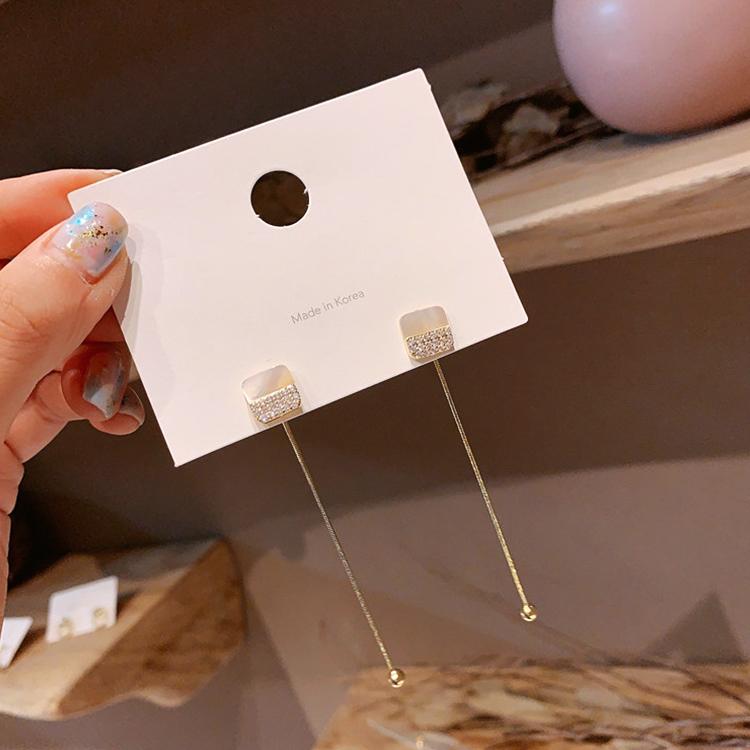 ロングピアス レディース ピアス スクエア型 シェル チェーン フェミニン かわいい きれいめ ジョイフィール joyfeel