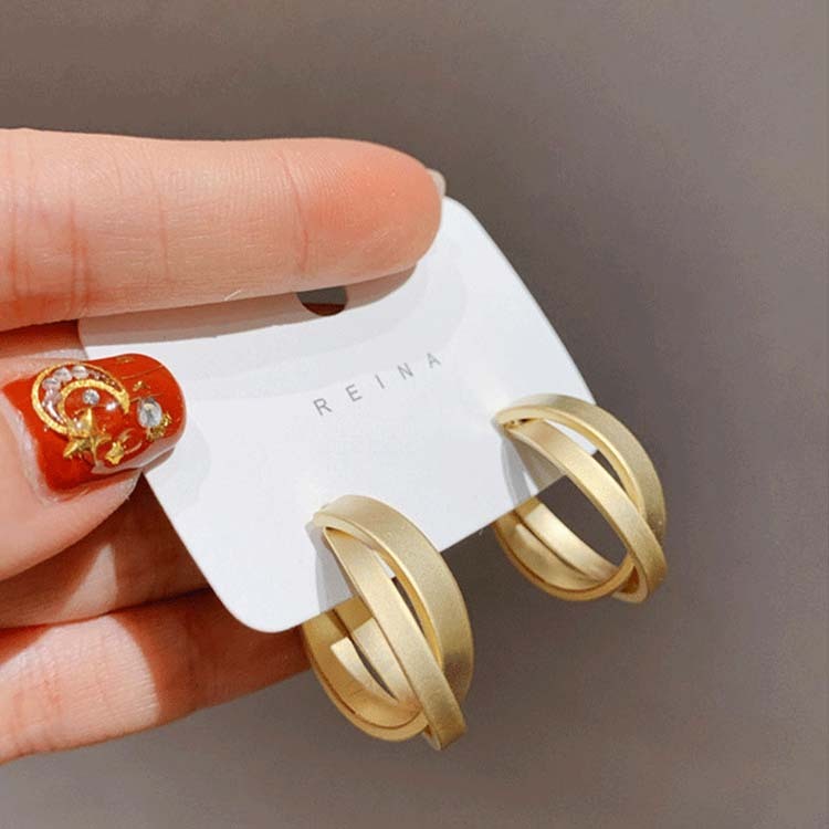 ツイストデザイン クロス ハーフリング ピアス | ファッション小物