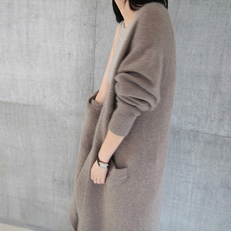 ニットカーディガン ロング レディース リブ袖 ロングカーディガン 韓国 Dazzle ダズル