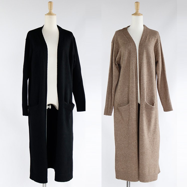 ニットカーディガン ロング レディース リブ袖 ロングカーディガン 韓国 Dazzle ダズル