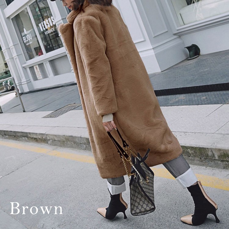 ファー ロングコート レディース フェイクファー ファーコート 韓国 送料無料 Dazzle ダズル