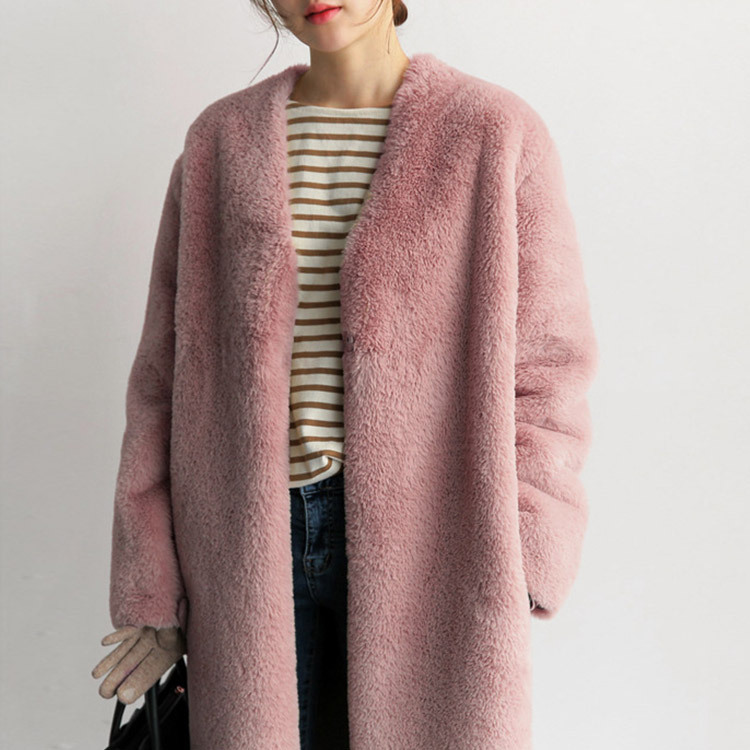 ファーコート ロング レディース ロングコート フェイクファー ノーカラー 韓国 Dazzle ダズル