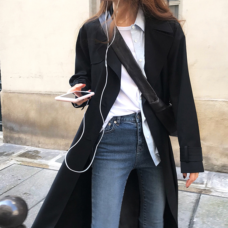 トレンチコート レディース 秋コート 春コート ロングクート ロング丈 ダブル 秋 春 黒 ブラック ベージュ ゆったり オーバーサイズ 韓国 Dazzle ダズル