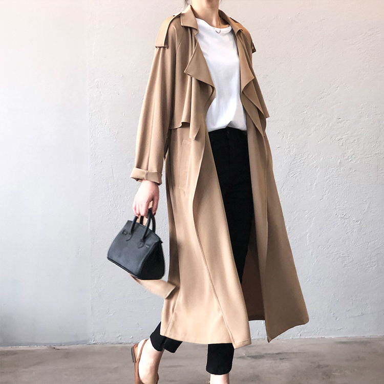  コート レディース 秋 トレンチ トレンチコート ロング丈 おしゃれ 春コート アウター 秋 春 てろん やわらかい 薄手 Dazzle ダズル