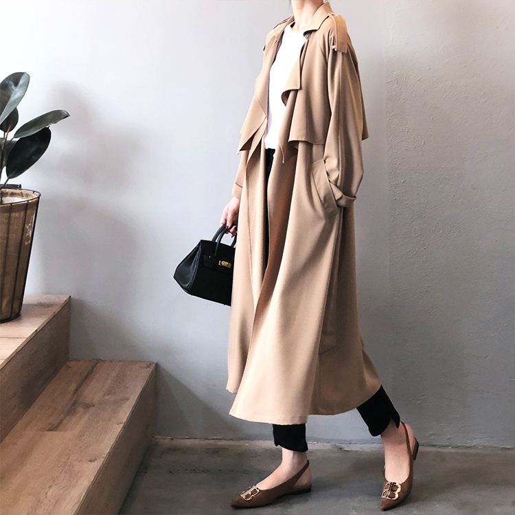  コート レディース 秋 トレンチ トレンチコート ロング丈 おしゃれ 春コート アウター 秋 春 てろん やわらかい 薄手 Dazzle ダズル
