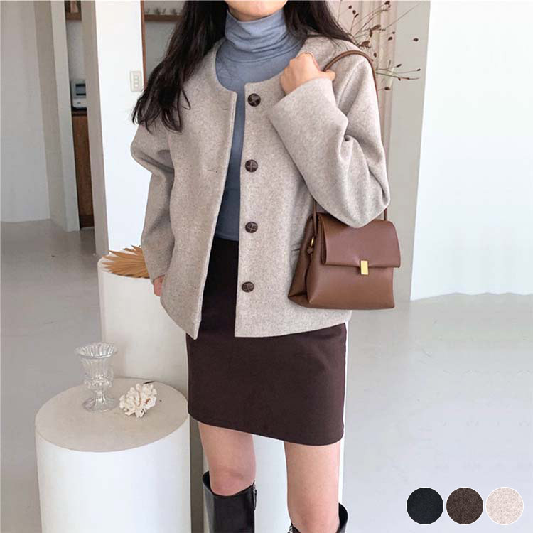 コートレディース ノーカラー ショート丈 きれいめ シンプル アウター ジャケット ゆったり おしゃれ シングル Dazzle