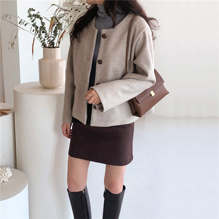 コートレディース ノーカラー ショート丈 きれいめ シンプル アウター ジャケット ゆったり おしゃれ シングル Dazzle