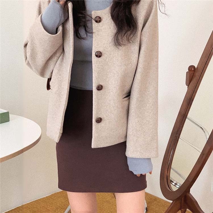 コートレディース ノーカラー ショート丈 きれいめ シンプル アウター ジャケット ゆったり おしゃれ シングル Dazzle