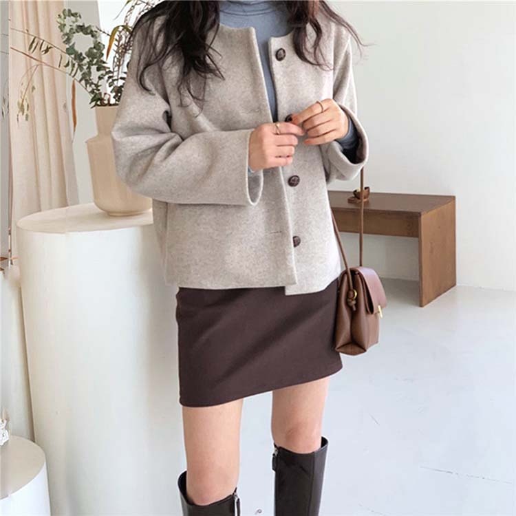 コートレディース ノーカラー ショート丈 きれいめ シンプル アウター ジャケット ゆったり おしゃれ シングル Dazzle