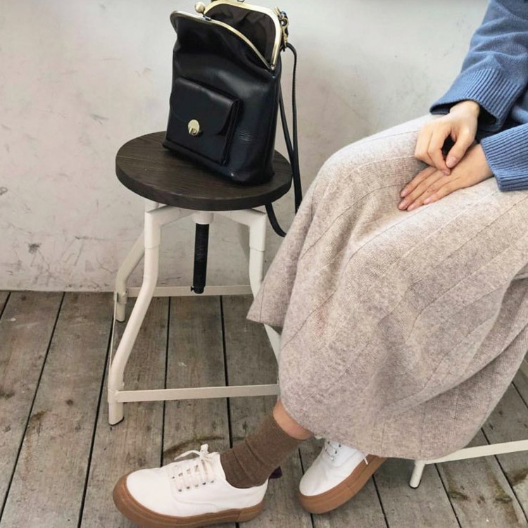 レザー ミニ バッグ ショルダー がま口 ポシェット 韓国 レディース width=