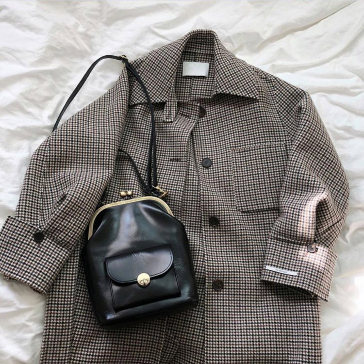 レザー ミニ バッグ ショルダー がま口 ポシェット 韓国 レディース width=