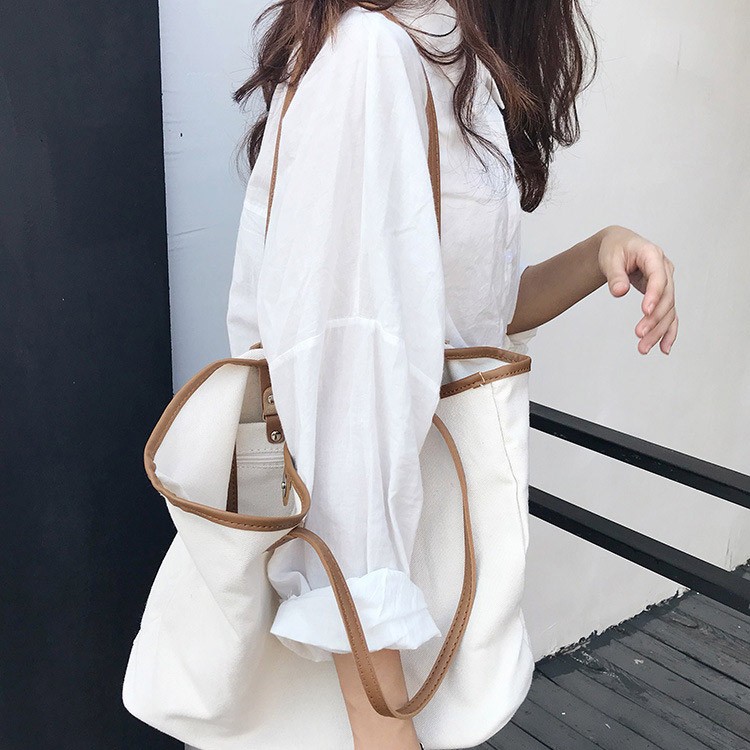 大容量 帆布 バッグ キャンパス 大きめ トートバッグ シンプル 韓国 送料無料 Dazzle ダズル