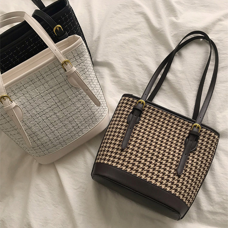 トートバッグ レディース チェック柄 千鳥格子 バイカラー 韓国 送料無料 Dazzle ダズル