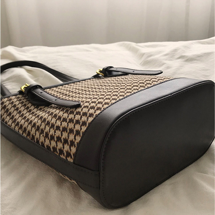 トートバッグ レディース チェック柄 千鳥格子 バイカラー 韓国 送料無料 Dazzle ダズル