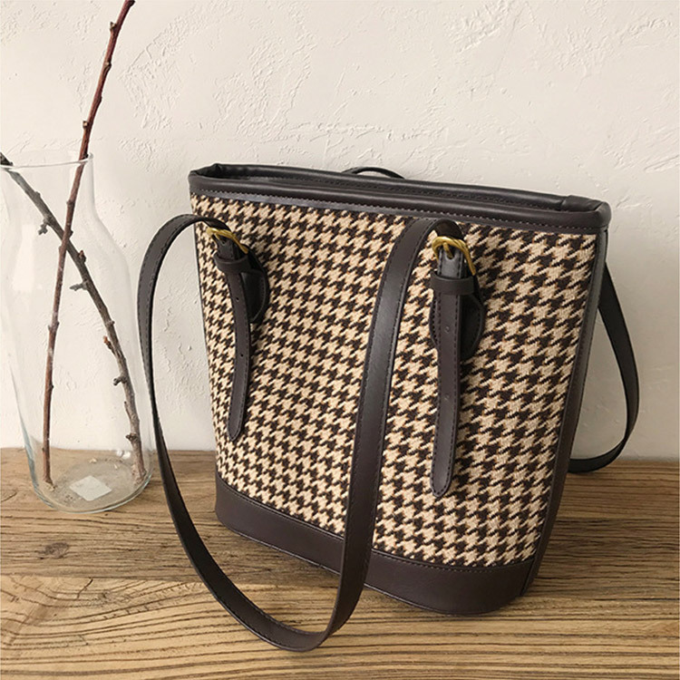 トートバッグ レディース チェック柄 千鳥格子 バイカラー 韓国 送料無料 Dazzle ダズル