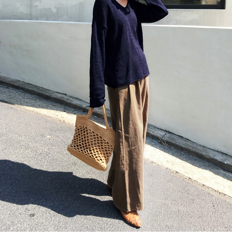 編みバッグ レディース トートバッグ 編み かごバッグ ビーチ ロープ ネット ジョイフィール joyfeel