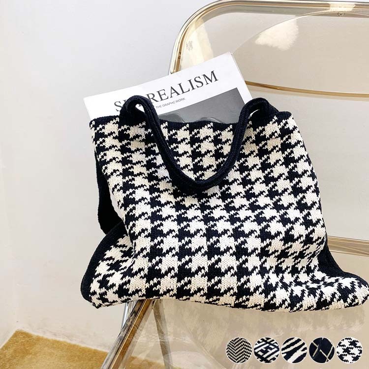 バッグ レディース ニットバッグ トートバッグ ニット ワンショルダー ホワイト ブラック 秋 冬 Dazzle ダズル