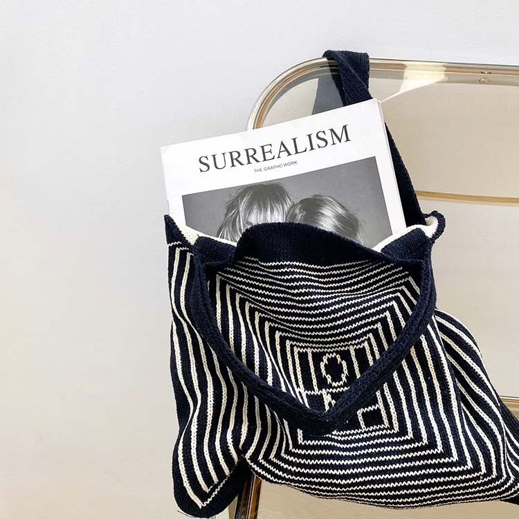 バッグ レディース ニットバッグ トートバッグ ニット ワンショルダー ホワイト ブラック 秋 冬 Dazzle ダズル