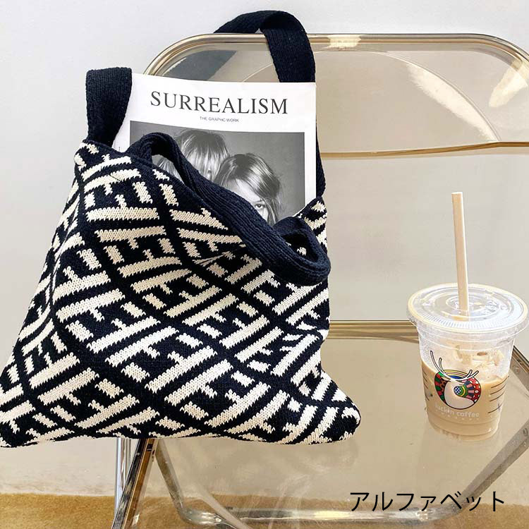 バッグ レディース ニットバッグ トートバッグ ニット ワンショルダー ホワイト ブラック 秋 冬 Dazzle ダズル
