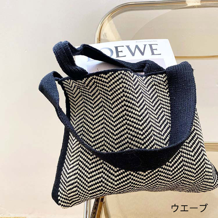 バッグ レディース ニットバッグ トートバッグ ニット ワンショルダー ホワイト ブラック 秋 冬 Dazzle ダズル