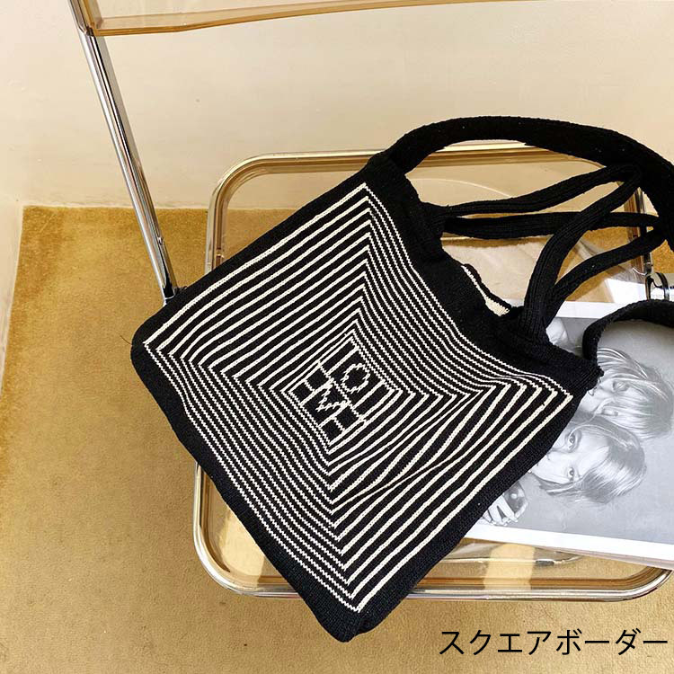 バッグ レディース ニットバッグ トートバッグ ニット ワンショルダー ホワイト ブラック 秋 冬 Dazzle ダズル