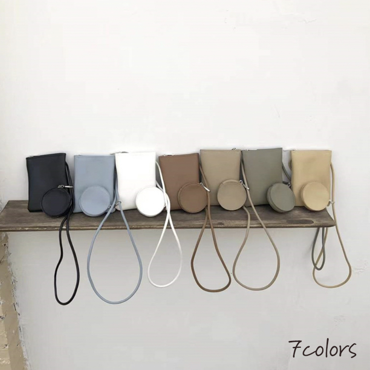 ポシェット レディース ショルダーバッグ ポーチ シンプル 縦型 ミニポシェット 斜め掛け おしゃれ かわいい ミニバッグ ポーチ付き PU レザー ジョイフィール joyfeel