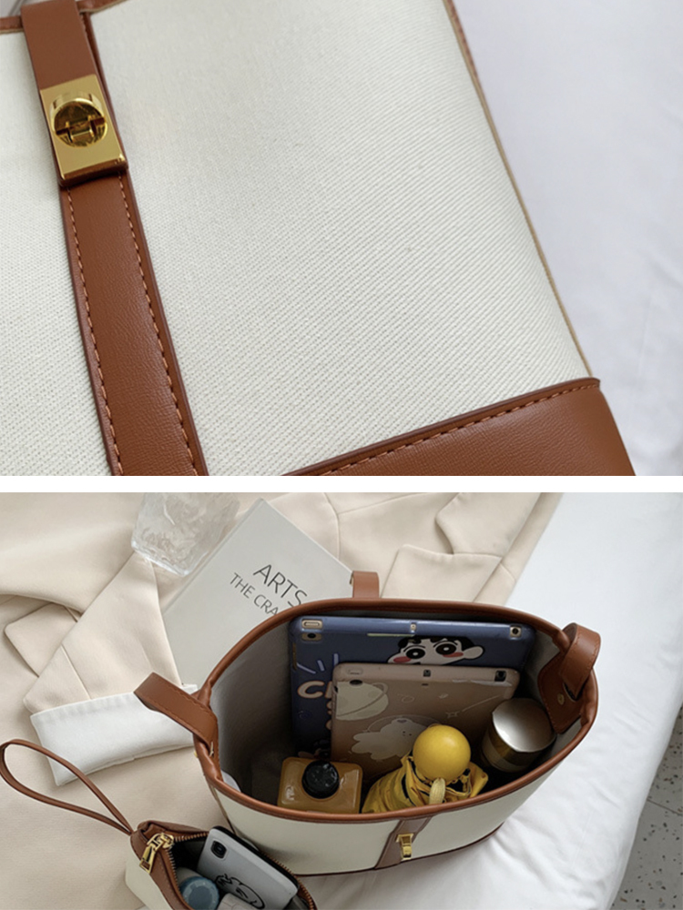 バケツバッグ レディース ショルダーバッグ キャンパス レザー ポーチ 斜め掛け 大容量 キャンバスバッグ 収納 仕切り バイカラー おしゃれ カジュアル Dazzle ダズル