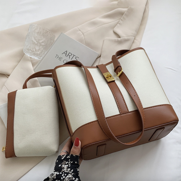 バケツバッグ レディース ショルダーバッグ キャンパス レザー ポーチ 斜め掛け 大容量 キャンバスバッグ 収納 仕切り バイカラー おしゃれ カジュアル Dazzle ダズル