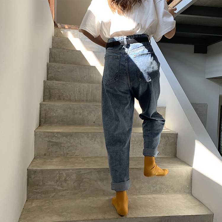 デニム ワイド ギャザー ロング ハイウエスト レディース 韓国ファッション Dazzle ダズル