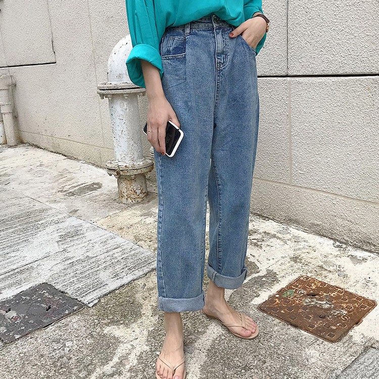 デニム ワイド ギャザー ロング ハイウエスト レディース 韓国ファッション Dazzle ダズル