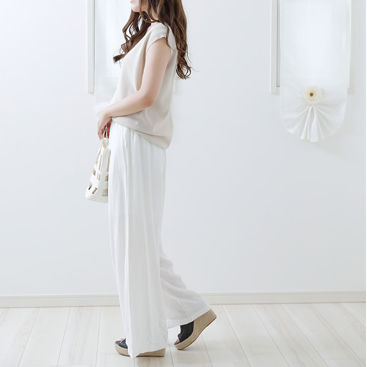 ロングパンツ ゆったり レディース ワイド リネン ベージュ 麻 韓国 送料無料 Dazzle ダズル