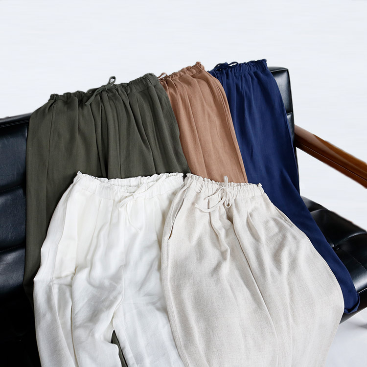 ロングパンツ ゆったり レディース ワイド リネン ベージュ 麻 韓国 送料無料 Dazzle ダズル