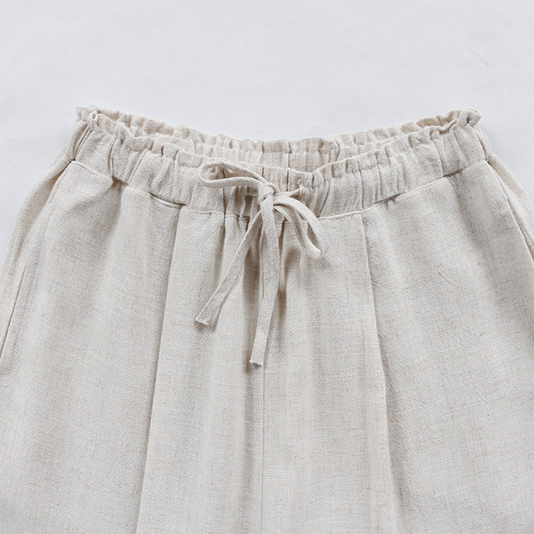 ロングパンツ ゆったり レディース ワイド リネン ベージュ 麻 韓国 送料無料 Dazzle ダズル
