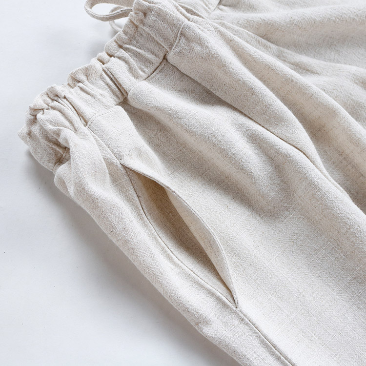 ロングパンツ ゆったり レディース ワイド リネン ベージュ 麻 韓国 送料無料 Dazzle ダズル