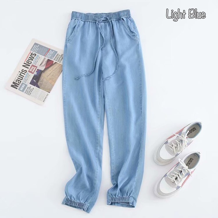 ソフトデニム ロングパンツ デニムパンツ 大きいサイズ ハーレムパンツ レディース 韓国 送料無料 ジョイフィール joyfeel