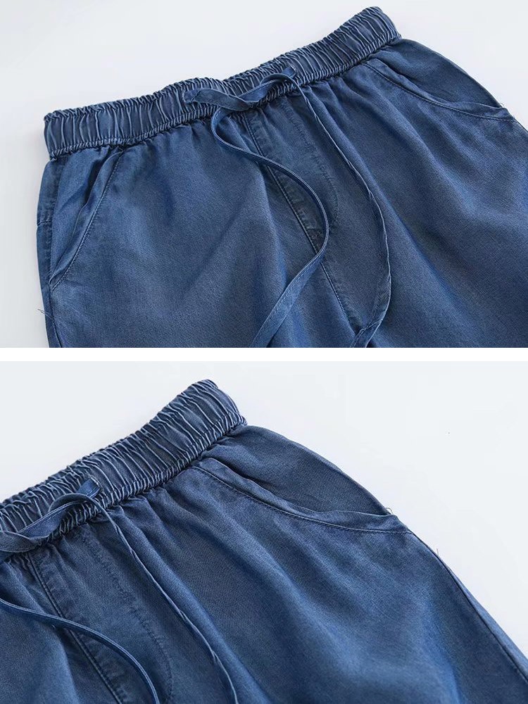 ソフトデニム ロングパンツ デニムパンツ 大きいサイズ ハーレムパンツ レディース 韓国 送料無料 ジョイフィール joyfeel