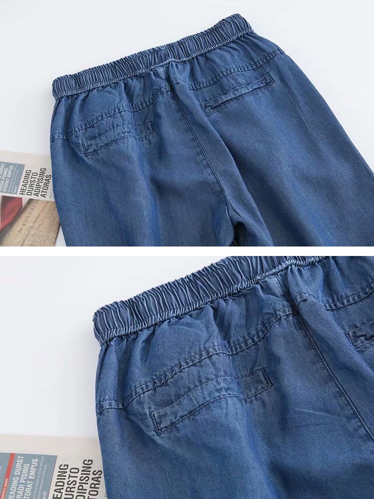 ソフトデニム ロングパンツ デニムパンツ 大きいサイズ ハーレムパンツ レディース 韓国 送料無料 ジョイフィール joyfeel