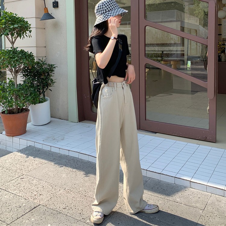 ワイドパンツ デニム レディース ロングパンツ ストレートパンツ ハイウエスト 韓国 送料無料 Dazzle ダズル