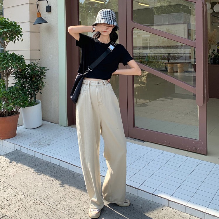 ワイドパンツ デニム レディース ロングパンツ ストレートパンツ ハイウエスト 韓国 送料無料 Dazzle ダズル