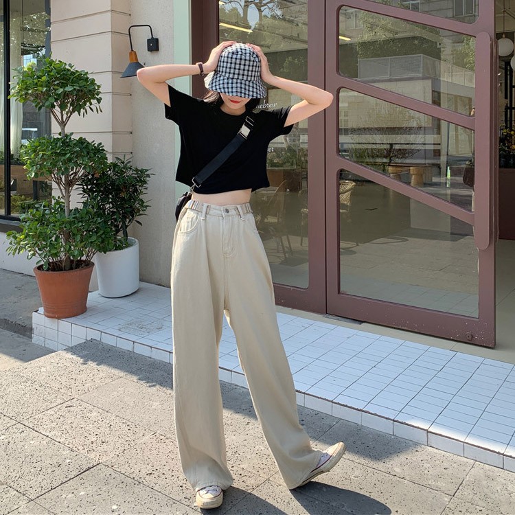 ワイドパンツ デニム レディース ロングパンツ ストレートパンツ ハイウエスト 韓国 送料無料 Dazzle ダズル