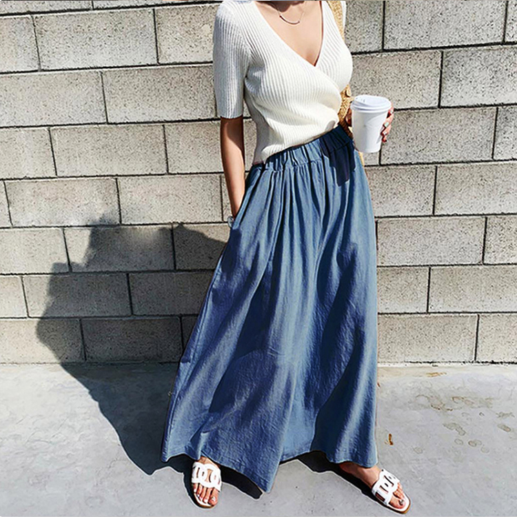 スカーチョ レディース リネン ロングパンツ ワイドパンツ 韓国 送料無料 ジョイフィール joyfeel