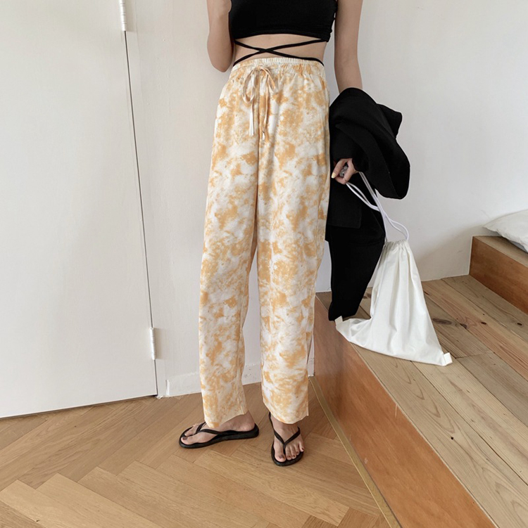 ワイドパンツ レディース 柄パンツス ストレッチ 韓国 送料無料 ジョイフィール joyfeel