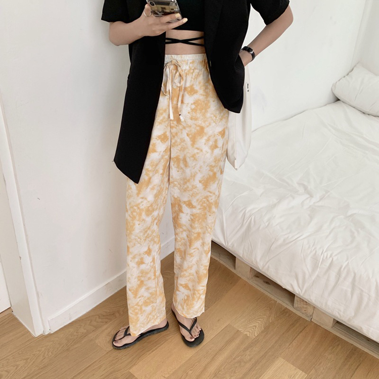 ワイドパンツ レディース 柄パンツス ストレッチ 韓国 送料無料 ジョイフィール joyfeel